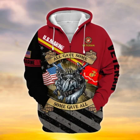 U.S.M.C Veteran All Over Prints Zipper Hoodie Shirt Some Gave All Uniform Appreciation QT1906MCA59