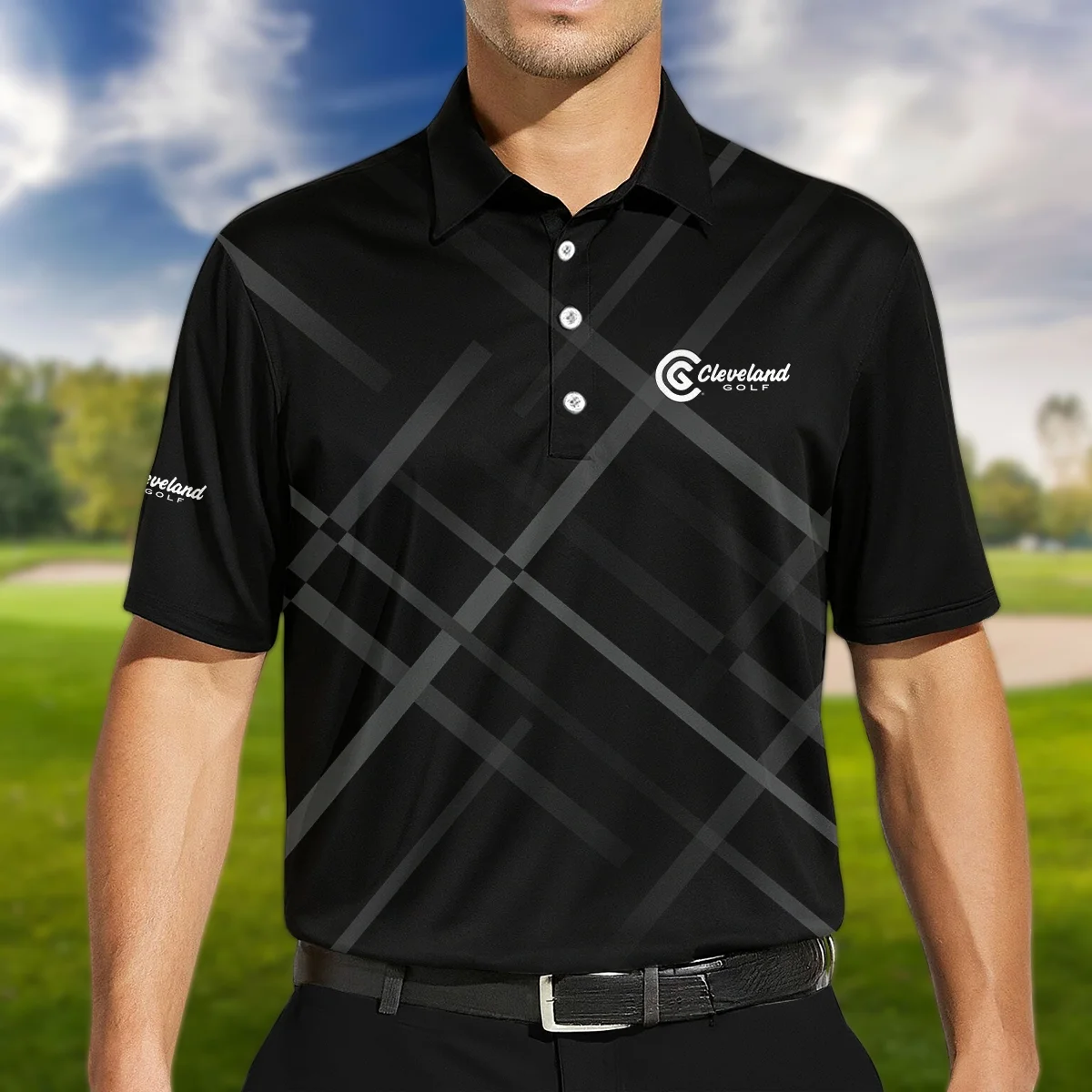 Brand Cleveland Golf Black Sport Short Polo Shirt All Over Prints QTBR050724A2CLPL