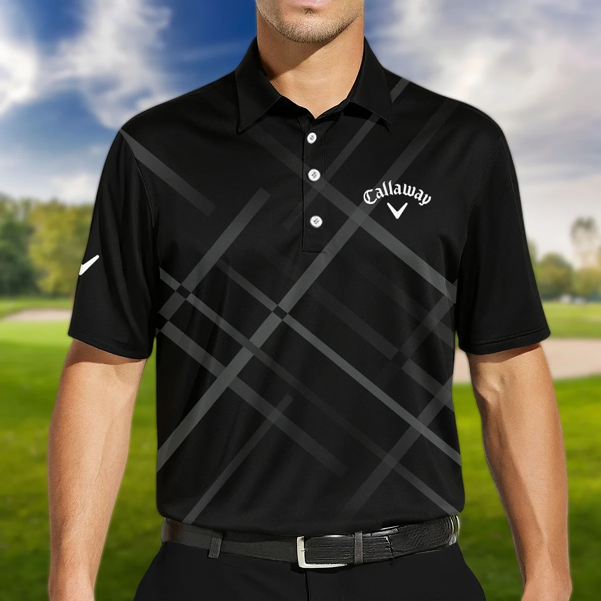 Brand Callaway Black Sport Short Polo Shirt All Over Prints QTBR050724A2CLWPL