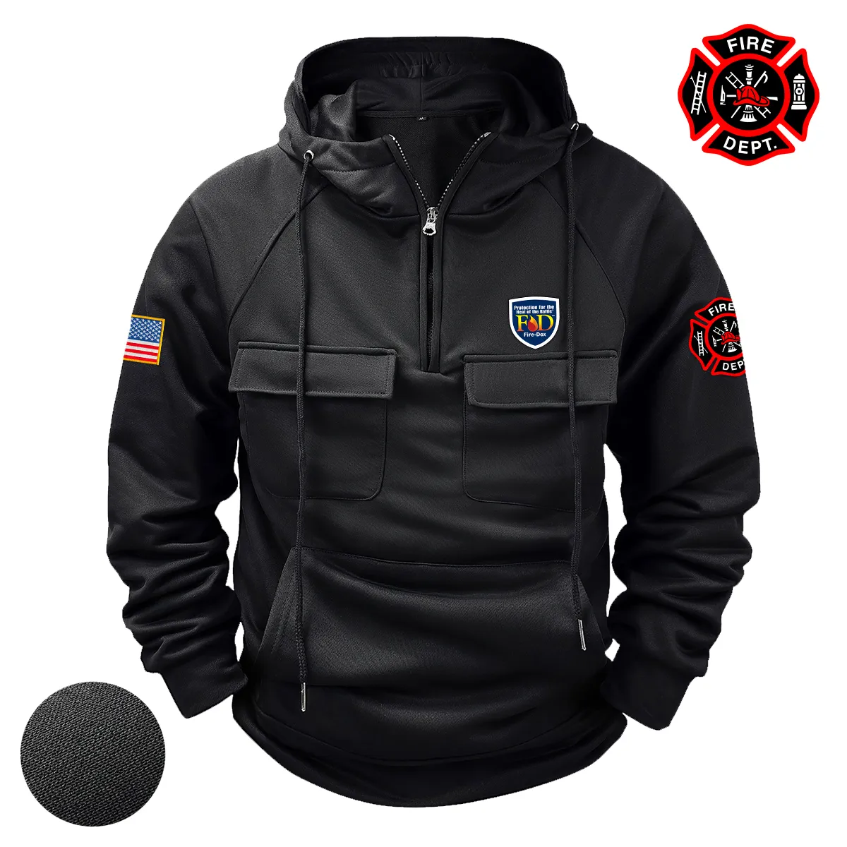 Special Release Fire-Dex x Firefighter Patriot Day Tactical Quarter Zip Hoodie BLFF130724A2FD