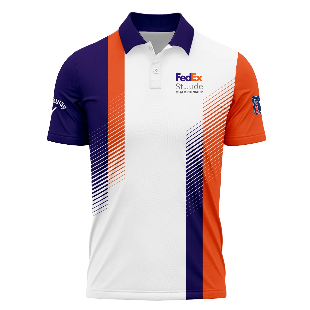 FedEx St. Jude Championship Golf Orange Purple Line White Background Callaway Polo Shirt All Over Prints HOFED280524A01CLWPL