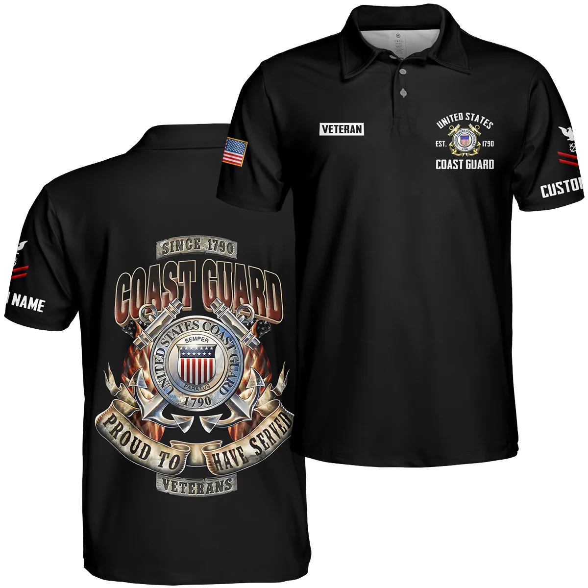 Proud To Have Served Veteran U.S. Coast Guard Apparel All Over Prints BLVTR180724A1CG - Polo Shirt