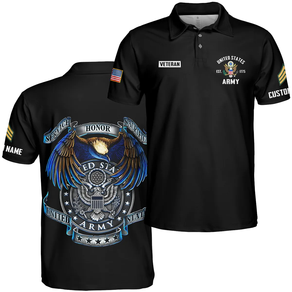 Service Honor Sacrifice Veteran U.S. Army Apparel All Over Prints BLVTR180724A2AM - Polo Shirt