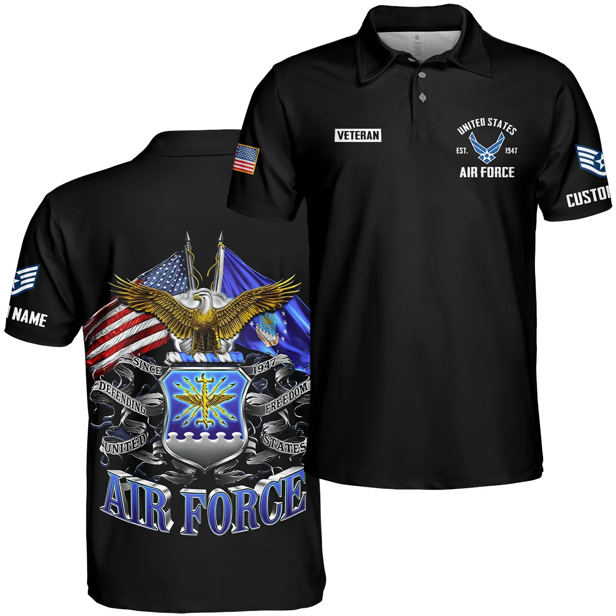 Defending Freedom Veteran U.S. Air Force Apparel All Over Prints BLVTR180724A3AF - Polo Shirt