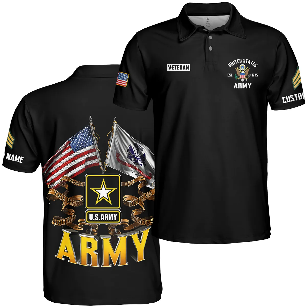 This We'll Defend Veteran U.S. Army Apparel All Over Prints BLVTR180724A3AM - Polo Shirt