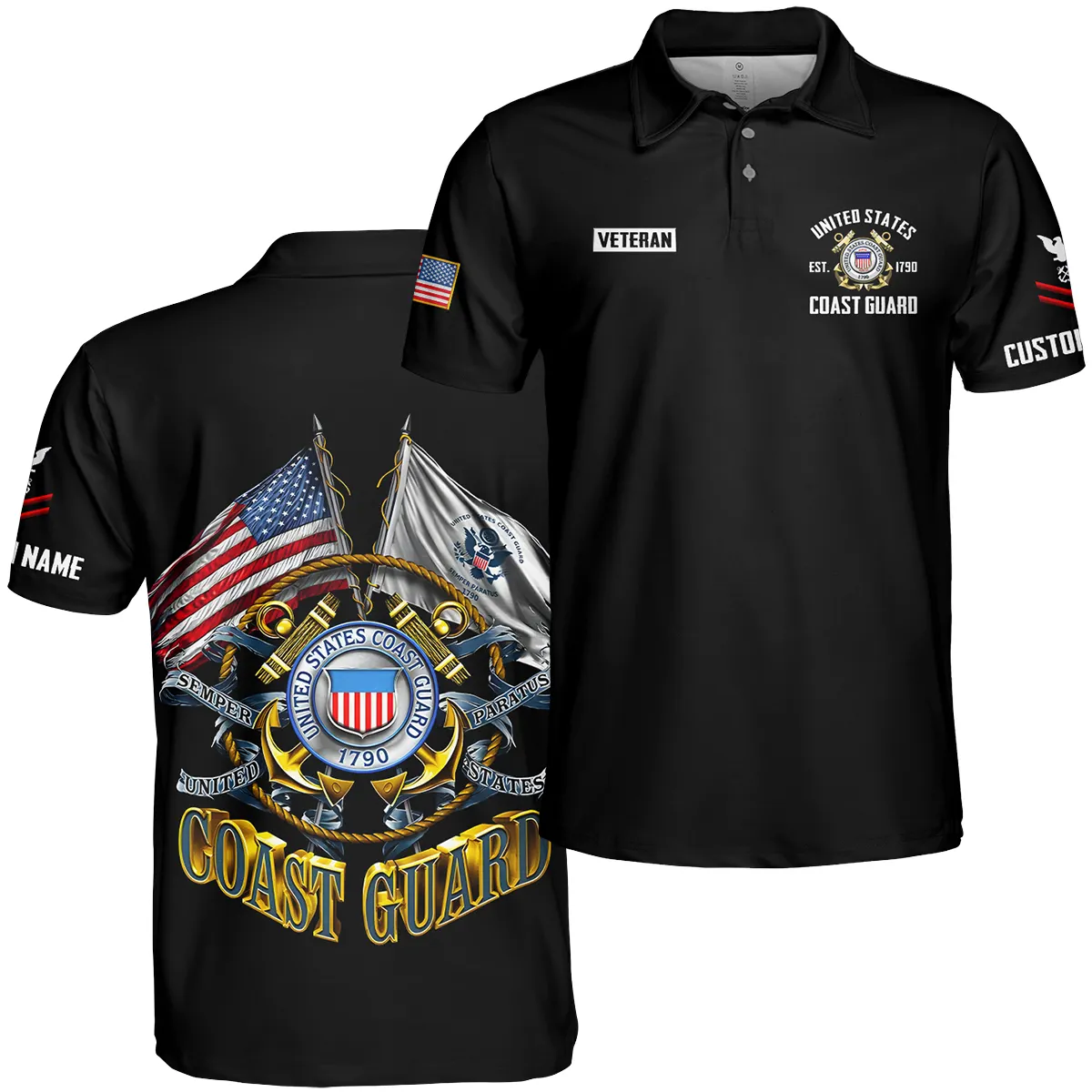 Semper Paratus Veteran U.S. Coast Guard Apparel All Over Prints BLVTR180724A3CG - Polo Shirt