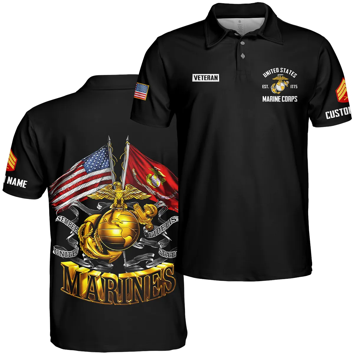 Semper Fidelis Veteran U.S. Marine Corps Apparel All Over Prints BLVTR180724A3MC - Polo Shirt