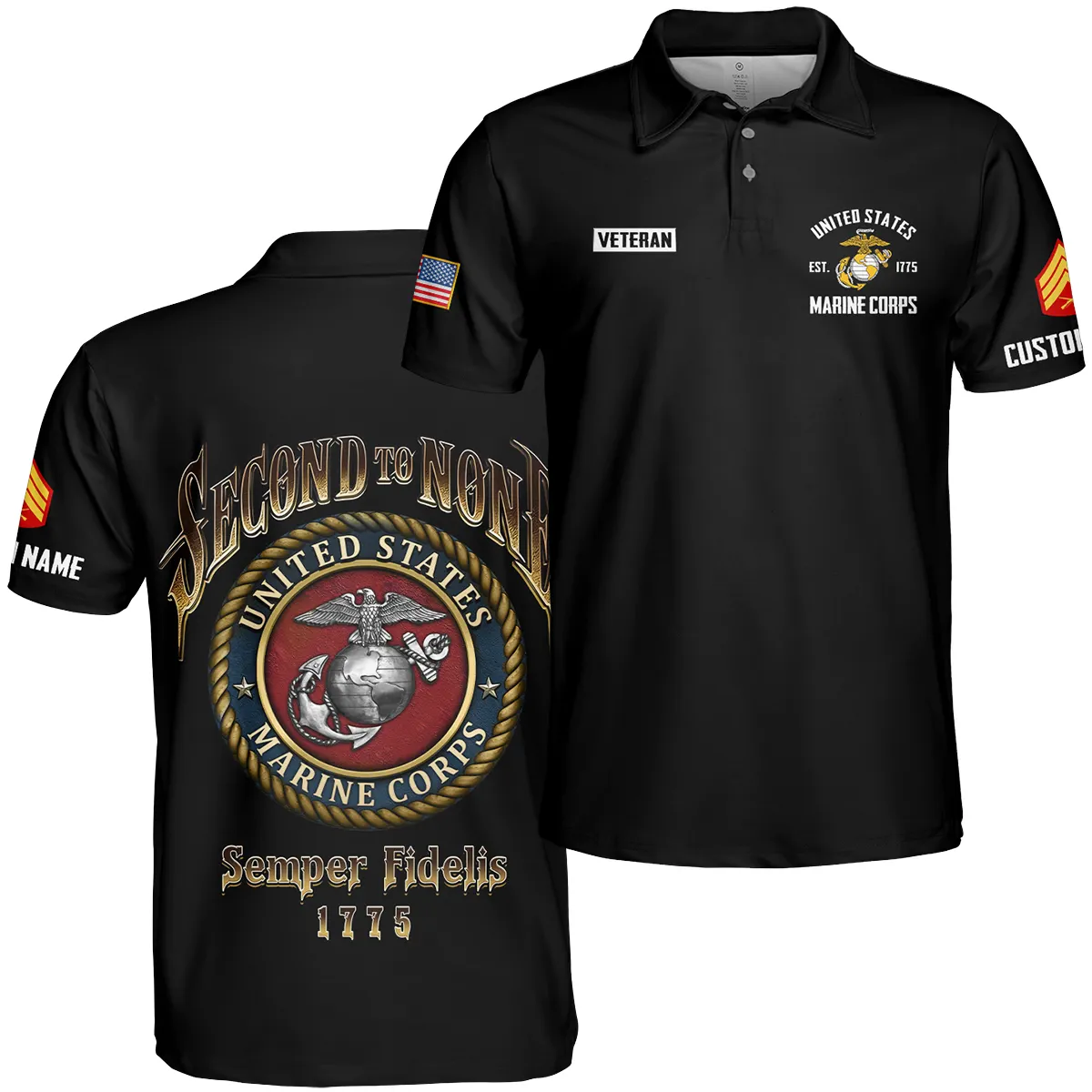 Semper Fidelis 1775 Veteran U.S. Marine Corps Apparel All Over Prints BLVTR180724A4MC - Polo Shirt