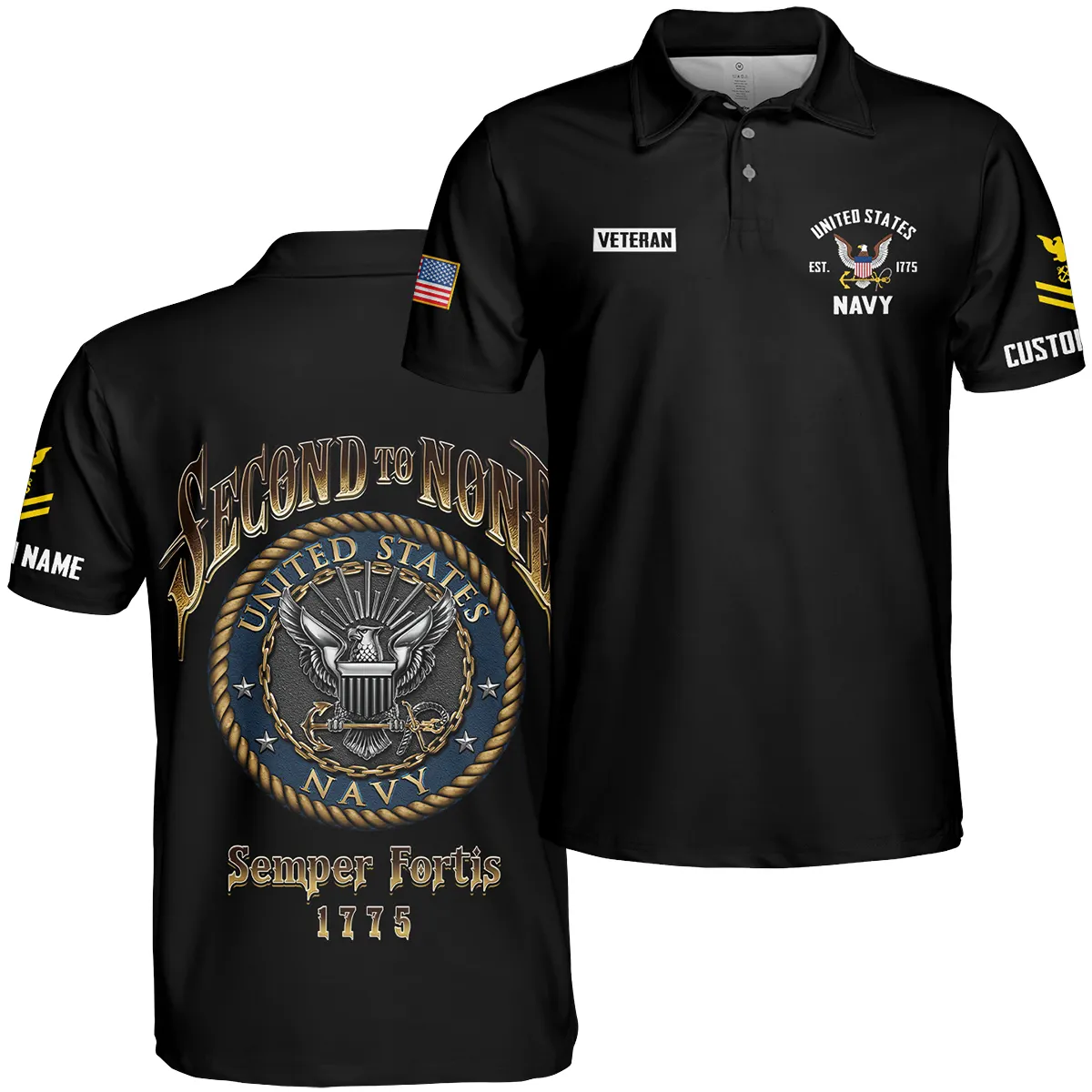 Semper Fortis 1775 Veteran U.S. Navy Apparel All Over Prints BLVTR180724A4NV - Polo Shirt