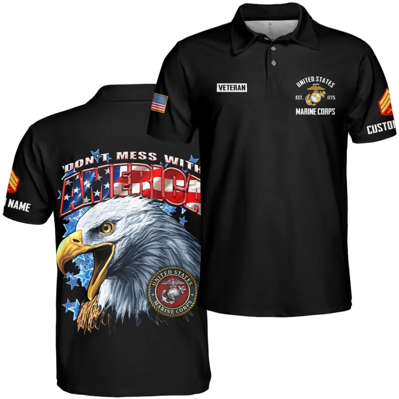 Dont Mess With America Veteran U.S. Marine Corps Apparel All Over Prints BLVTR240724A1MC - Polo Shirt