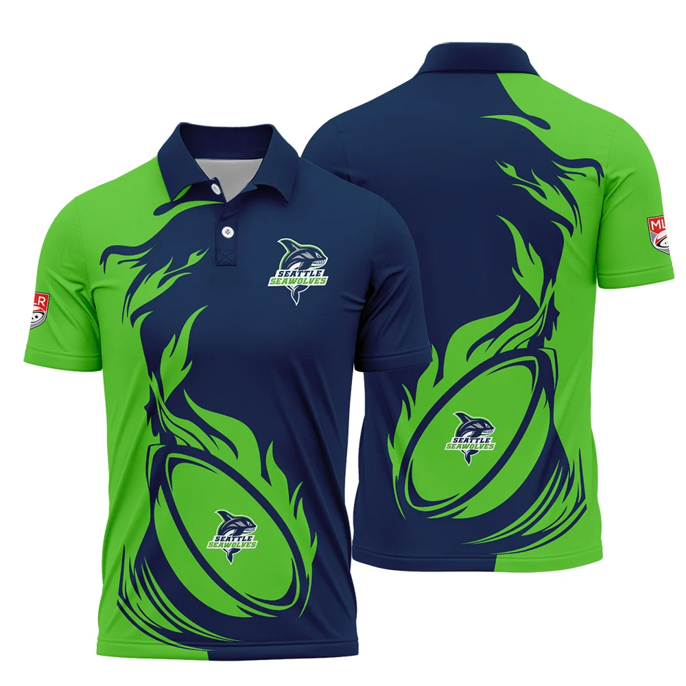 Rugby Fire Color Polo Seattle Seawolves Major League Rugby All Over Prints QTRB200724A1SEAPL