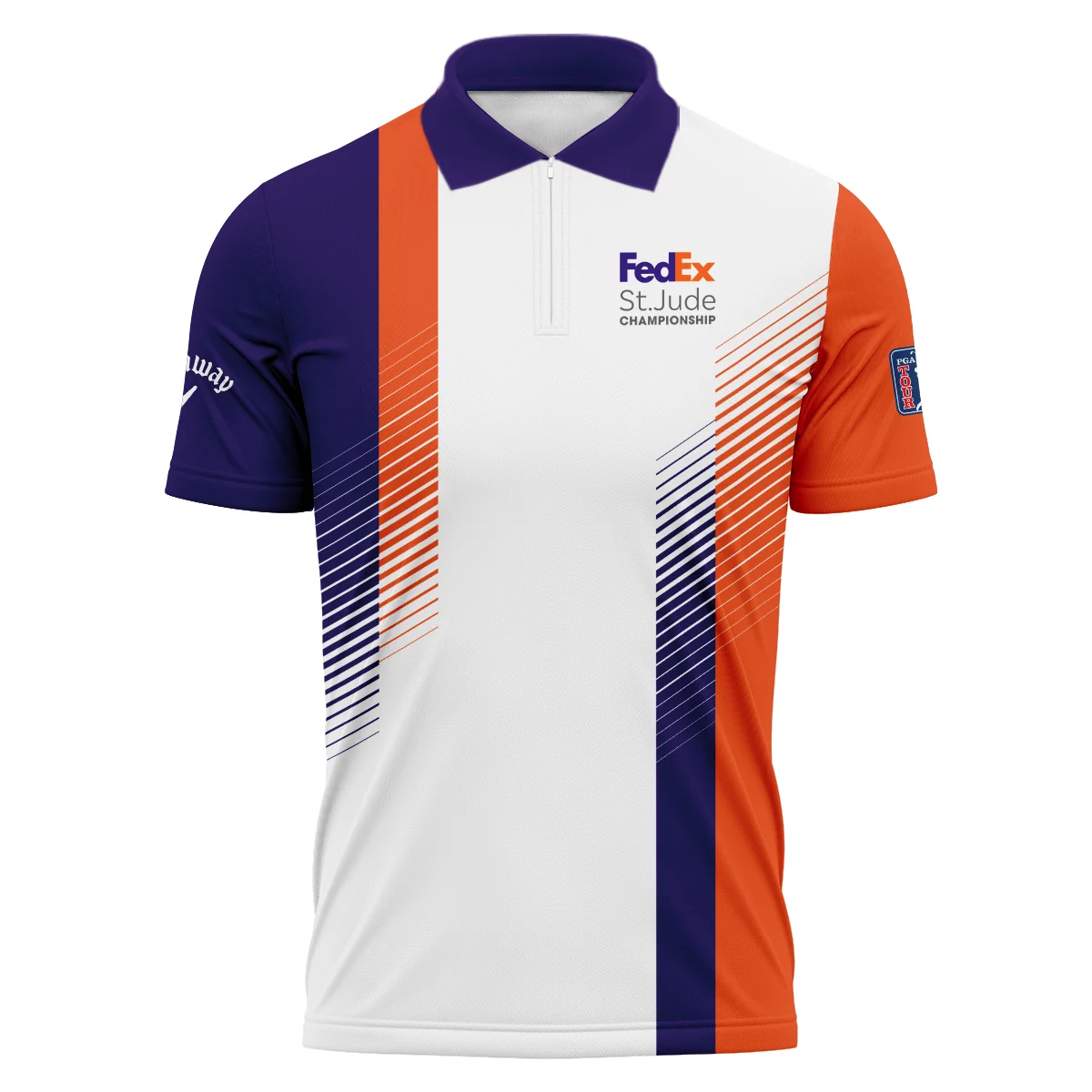 FedEx St. Jude Championship Golf Orange Purple Line White Background Callaway Zipper Polo Shirt All Over Prints HOFED280524A01CLWZPL