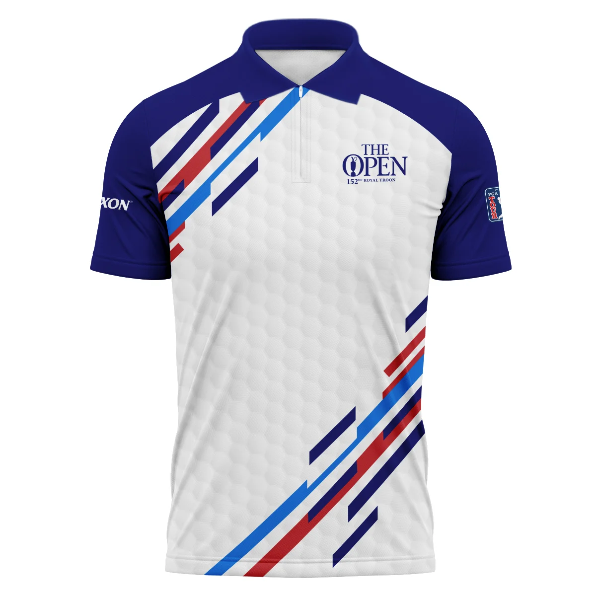 Special Release Srixon 152nd Open Championship Blue Red Straight Line White Background Zipper Polo Shirt All Over Prints HOTOP090724A01SRIZPL