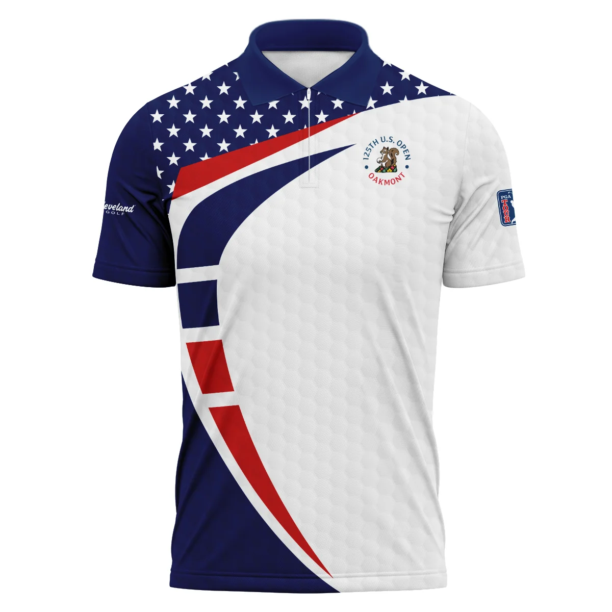 Special Release Cleveland Golf 125th US Open Championship Blue Red Star White Golf Pattern Background Zipper Polo Shirt All Over Prints HOUSG080724A01CLEZPL