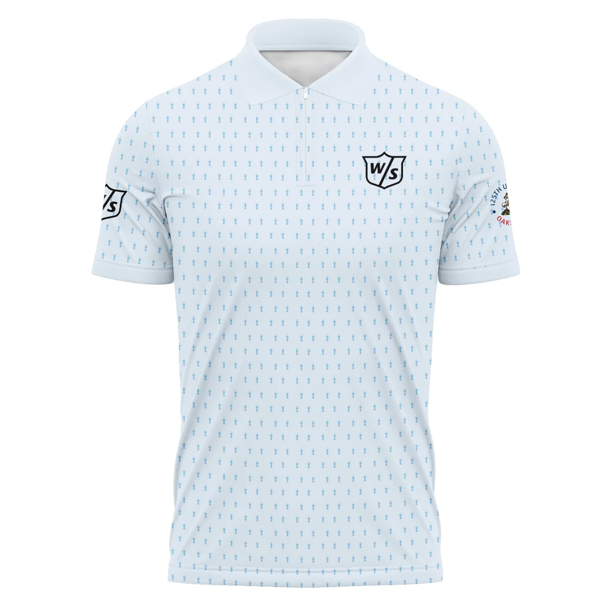 Special Release Light Blue Wilson Staff Golf 125th U.S. Open Oakmont Zipper Polo Shirt All Over Prints QTUSM8724A2WSZPL