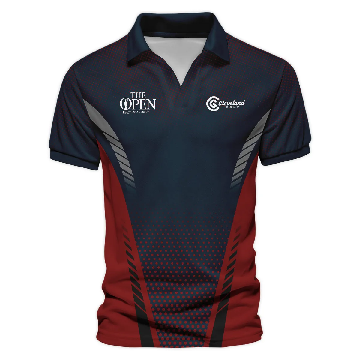 Special Release Dark Blue Red Cleveland Golf Golf 152nd Open Championship Vneck Polo Shirt All Over Prints  BLTOP090724A2CLEZVPL