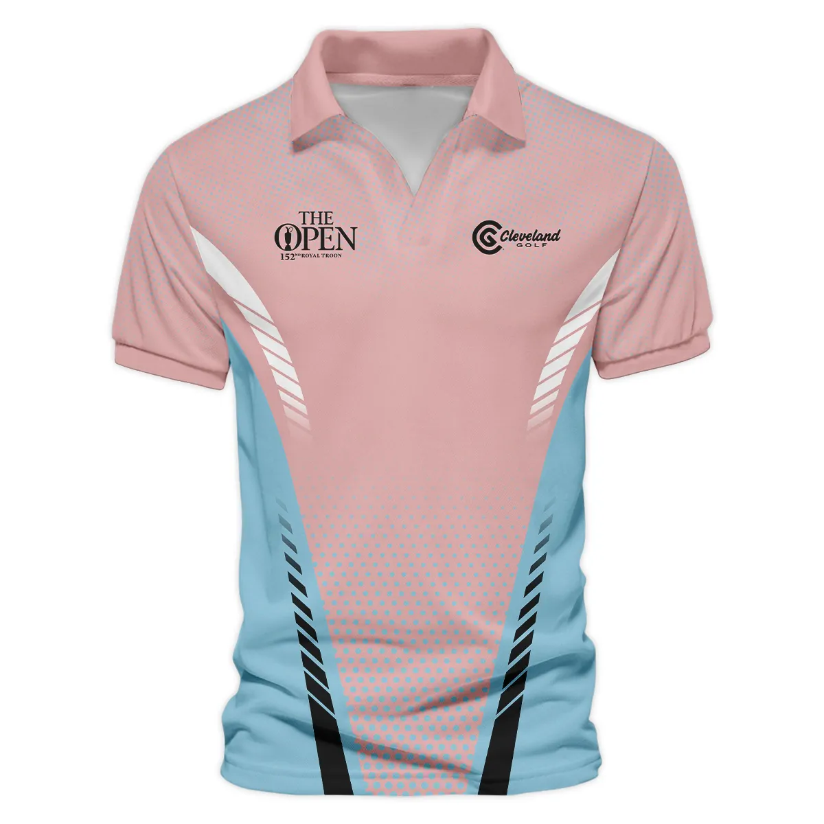 Special Release Pink Light Blue Cleveland Golf Golf 152nd Open Championship Vneck Polo Shirt All Over Prints  BLTOP090724A4CLEZVPL