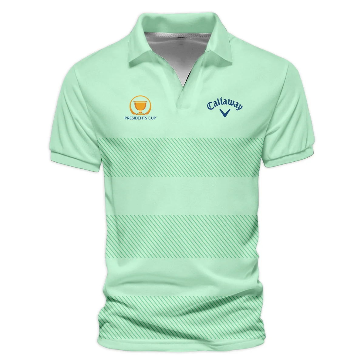 Presidents Cup Golf Lime Green Background Line Pattern  Callaway Vneck Polo Shirt All Over Prints  HOPDC110724A01CLWZVPL