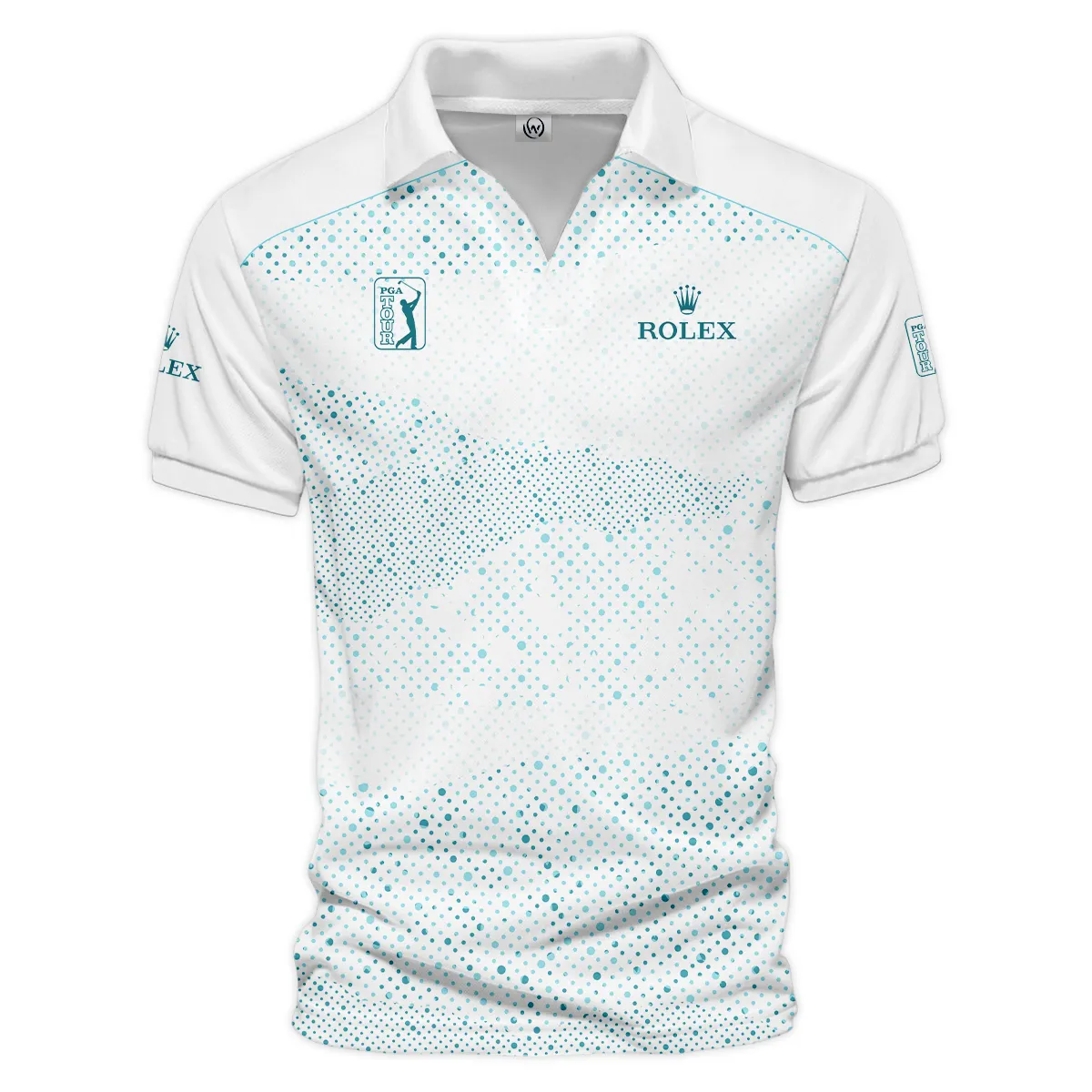 Golf Sport Light Green Mix Color V-neck Polo Shirt Rolex PGA Tour All Over Prints QTPGA290524A01ROXZVPL