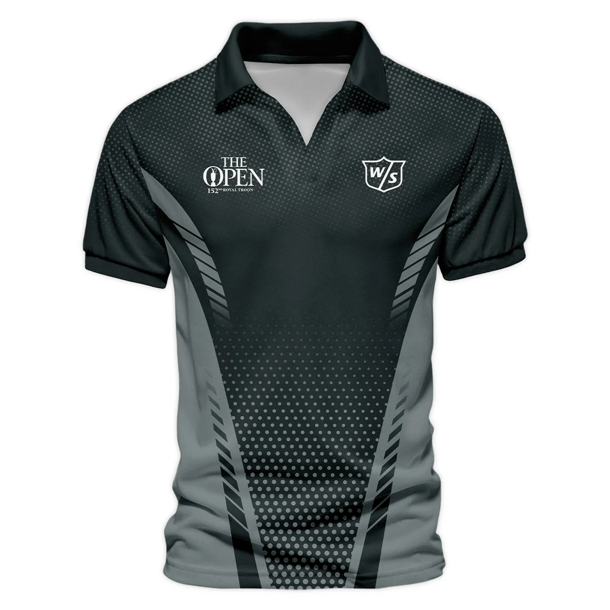 Golf Sport Dark Green Color Wilson Staff Golf 152nd Open Championship Vneck Polo Shirt All Over Prints  QTTOP090724A1WSZVPL