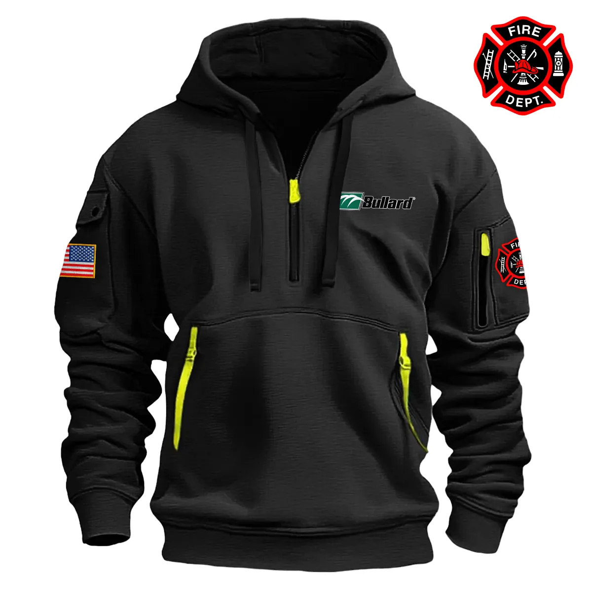 Special Release Bullard x Firefighter Patriot Day Fashion Hoodie Half Zipper BLFF130724A2BL