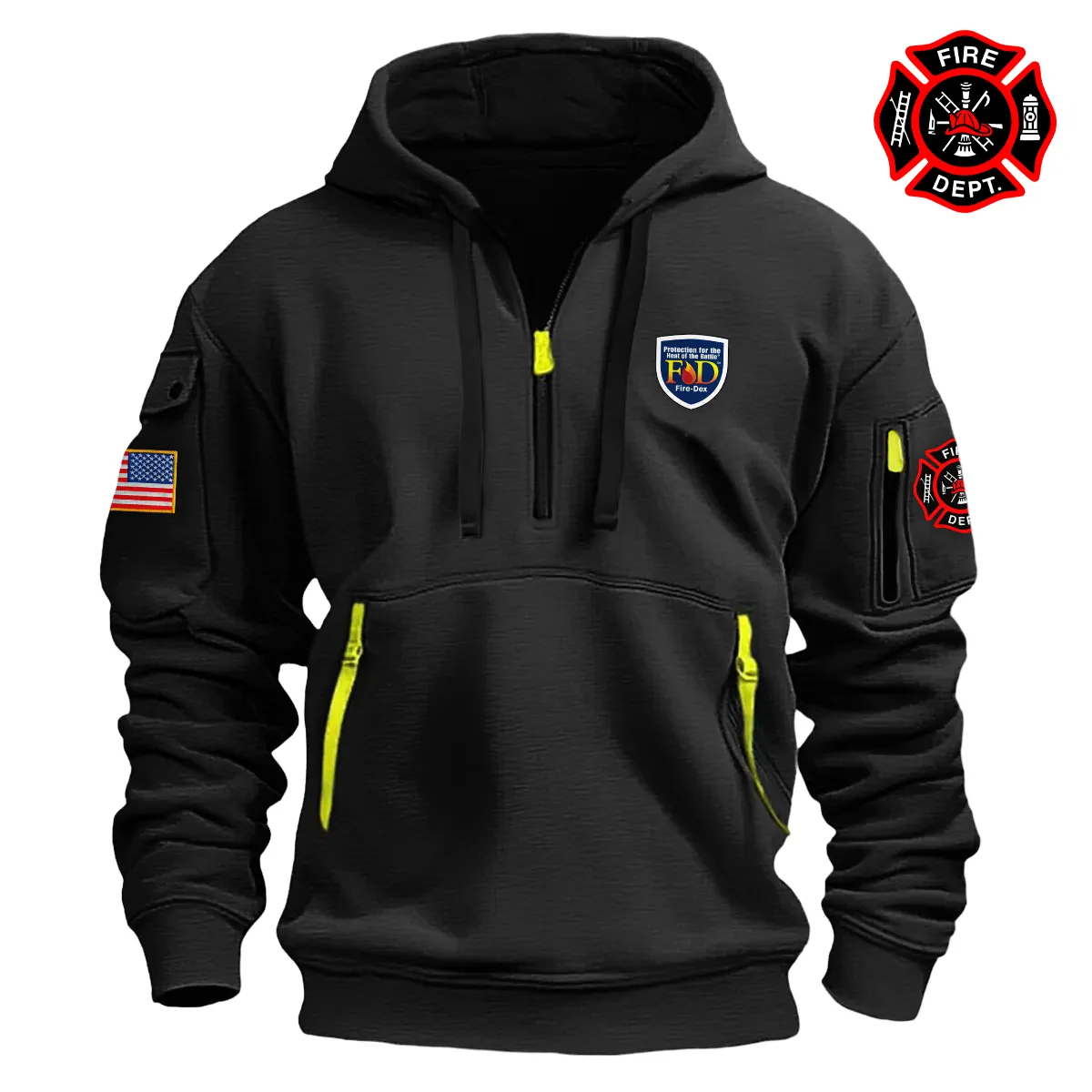 Special Release Fire-Dex x Firefighter Patriot Day Fashion Hoodie Half Zipper BLFF130724A2FD