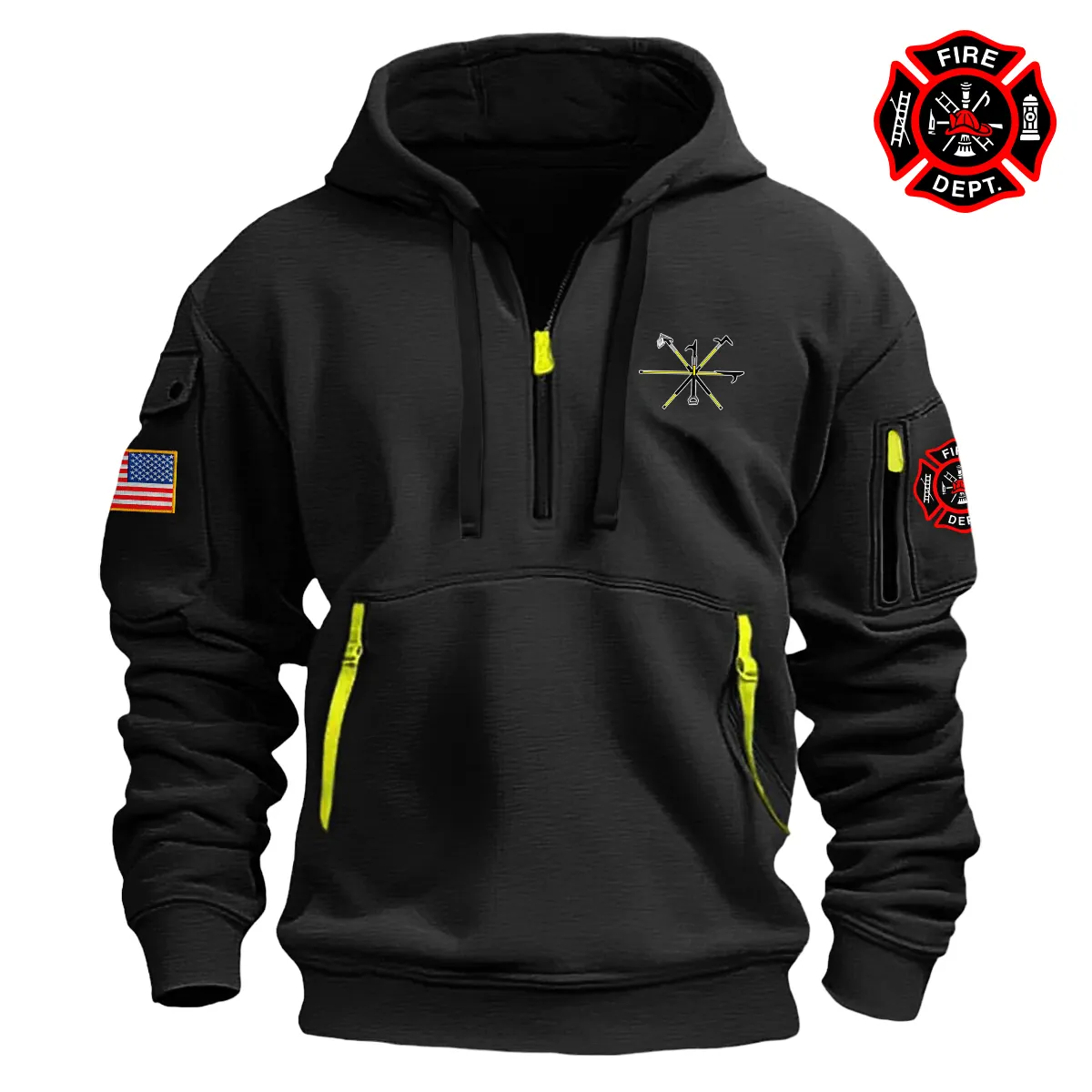 Special Release Fire Hooks Unlimited x Firefighter Patriot Day Fashion Hoodie Half Zipper BLFF130724A2FHU