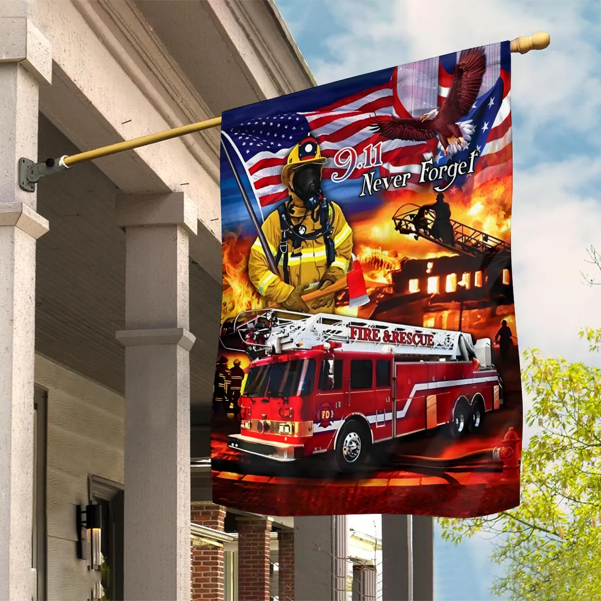 Fire & Rescue 9.11 Never Forget United States Flag BLFF230724A3