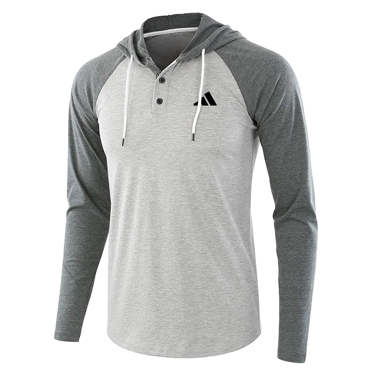 Brand Cleveland Golf Mens Long Sleeve Solid Color Henley Neck Drawstring Buttoned Hoodie QTBR040724A1CL