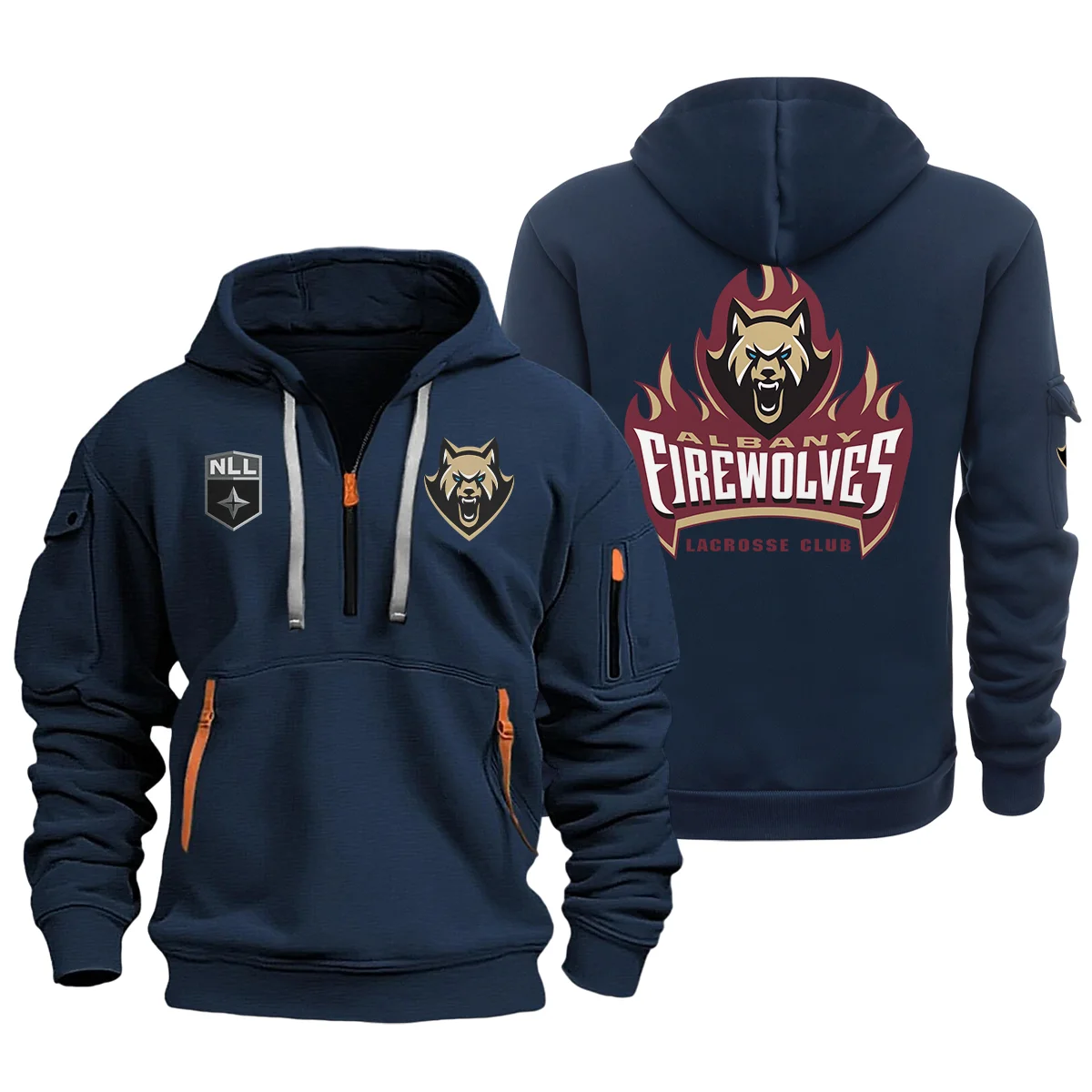 Gift For Fans Albany FireWolves Hoodie Half Zipper National Lacrosse League HONLL250724A01ALB