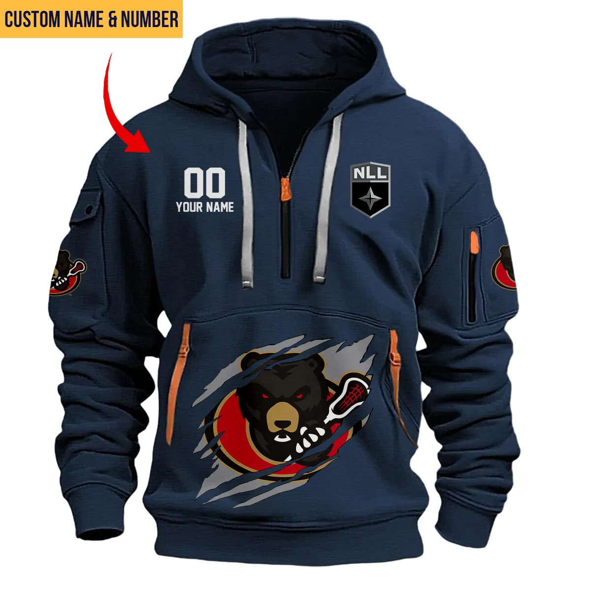 Love Fans Ottawa Black Bears Hoodie Half Zipper National Lacrosse League QT250724A2OBB