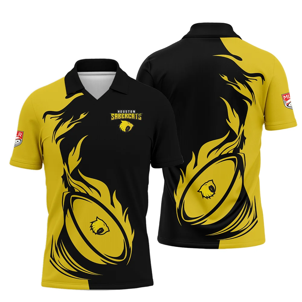 Rugby Fire Color Polo Jersey Houston SaberCats Major League Rugby All Over Prints QTRB200724A1HOUZPL