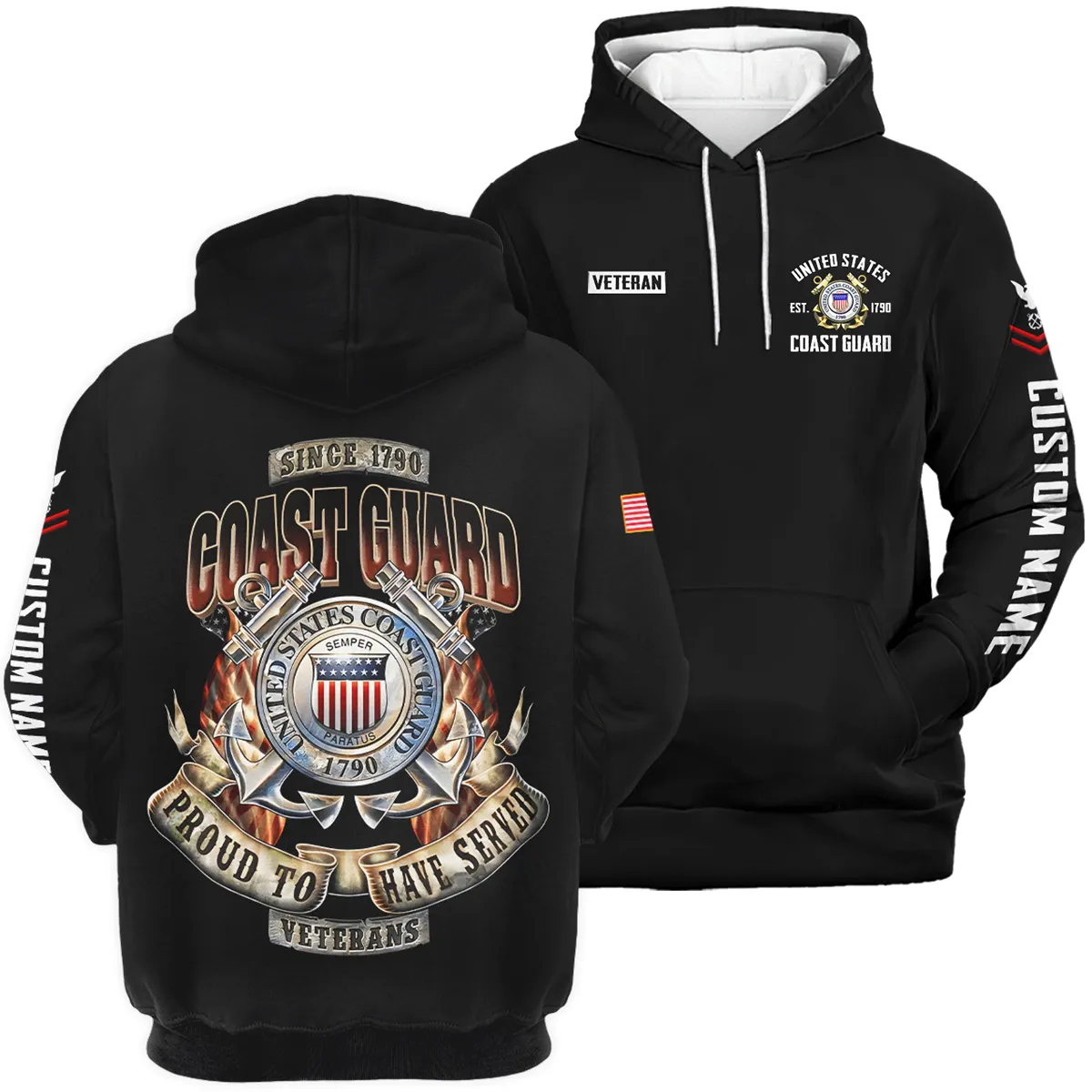 Proud To Have Served Veteran U.S. Coast Guard Apparel All Over Prints BLVTR180724A1CG - Hoodie