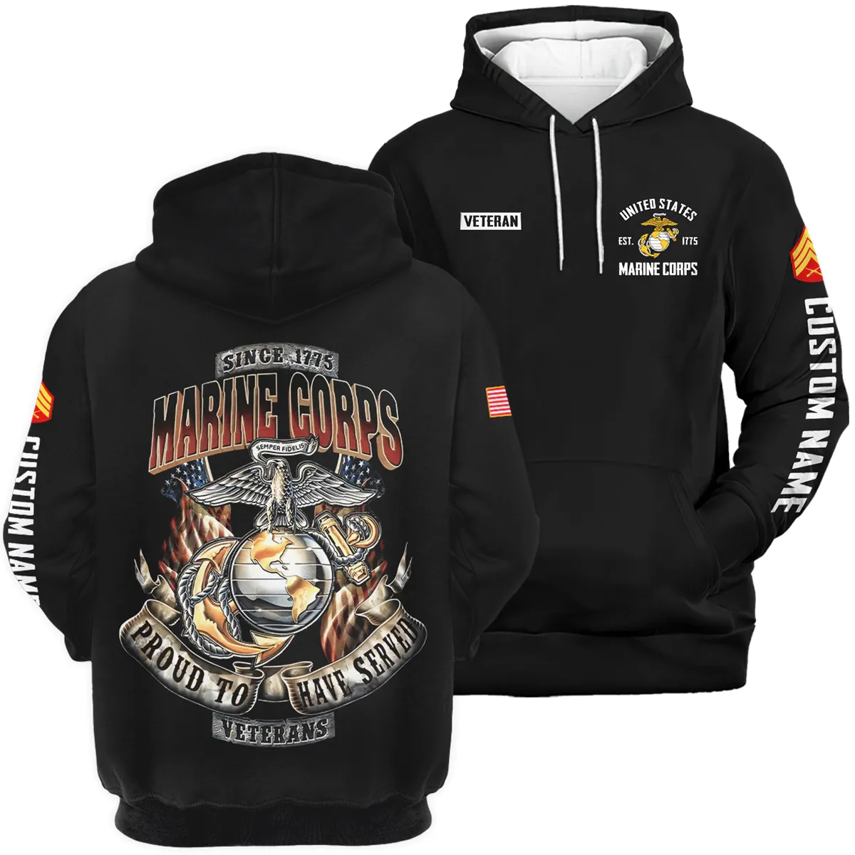 Proud To Have Served Veteran U.S. Marine Corps Apparel All Over Prints BLVTR180724A1MC - Hoodie