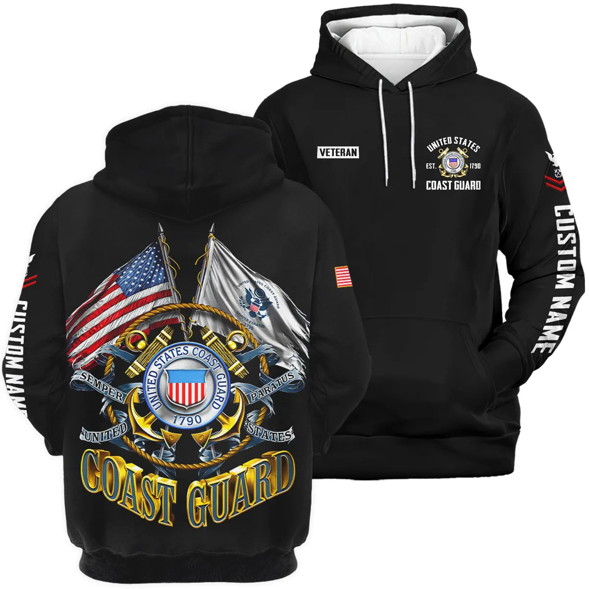 Semper Paratus Veteran U.S. Coast Guard Apparel All Over Prints BLVTR180724A3CG - Hoodie