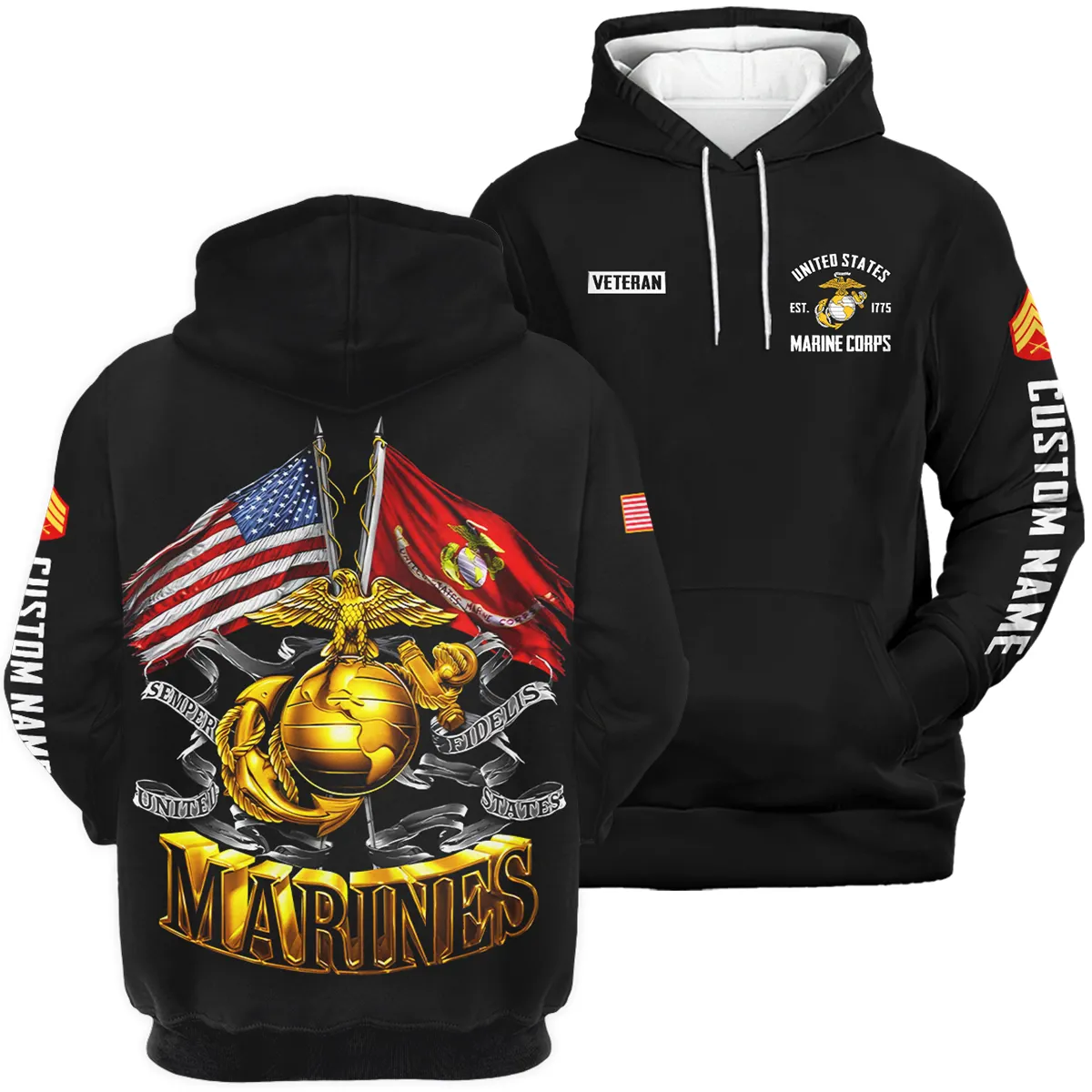 Semper Fidelis Veteran U.S. Marine Corps Apparel All Over Prints BLVTR180724A3MC - Hoodie