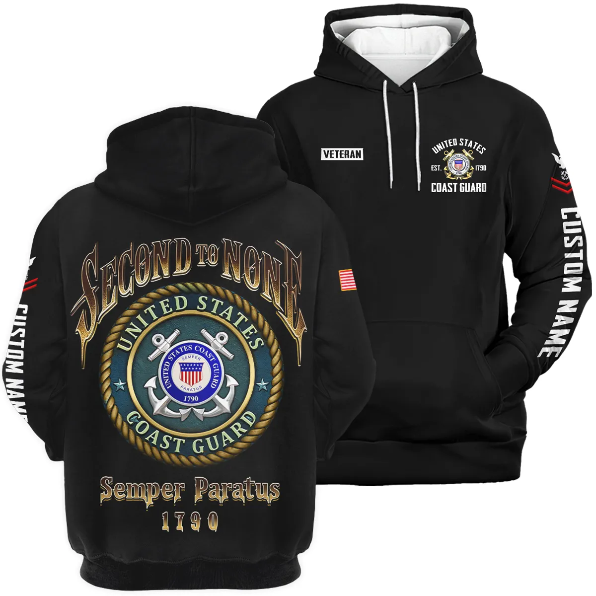 Semper Paratus 1790 Veteran U.S. Coast Guard Apparel All Over Prints BLVTR180724A4CG - Hoodie