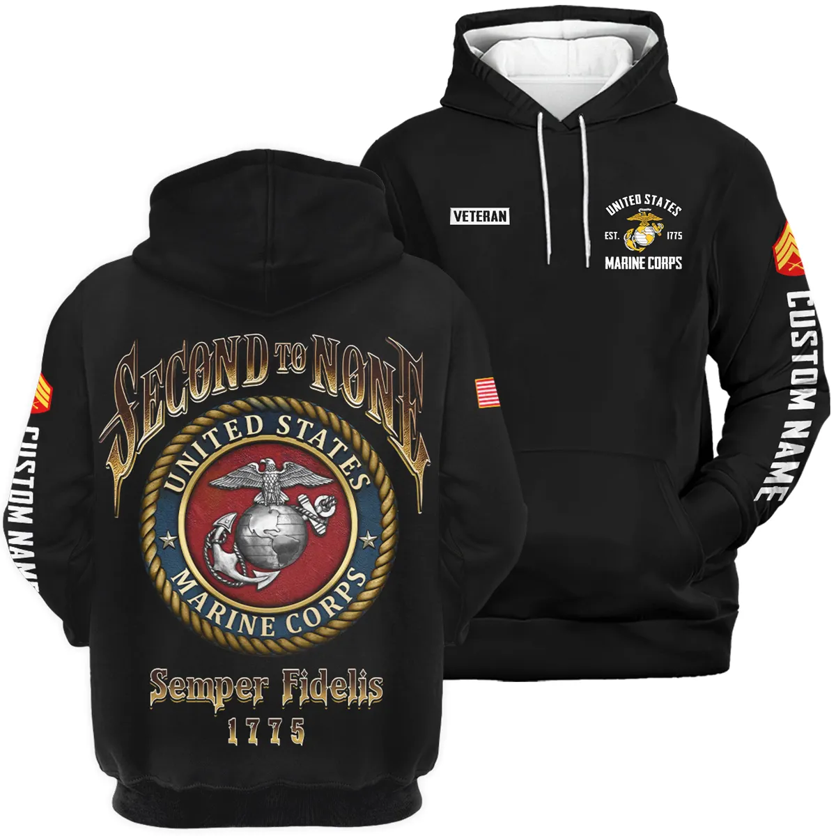 Semper Fidelis 1775 Veteran U.S. Marine Corps Apparel All Over Prints BLVTR180724A4MC - Hoodie