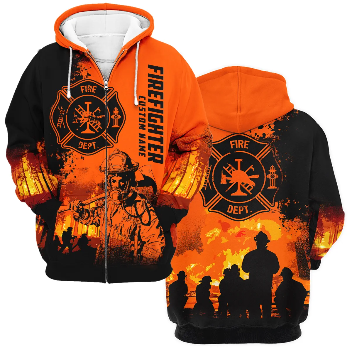 Custom Name Firefighter I Love My Job Fireman Apparel All Over Prints BLFF200724A1 - Zip Hoodie