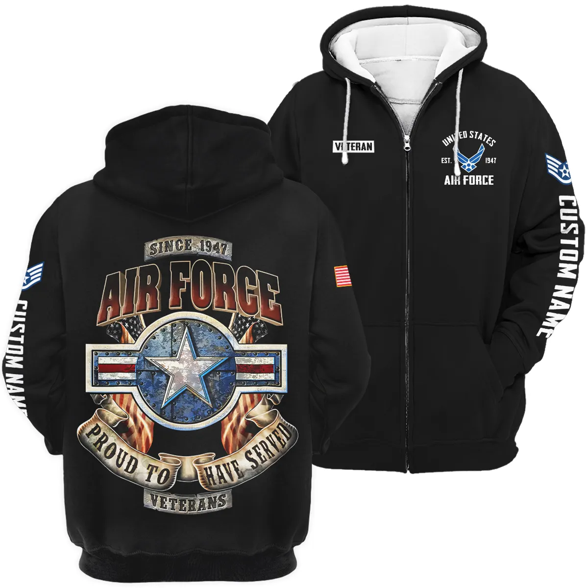 Proud To Have Served Veteran U.S. Air Force Apparel All Over Prints BLVTR180724A1AF - Zip Hoodie