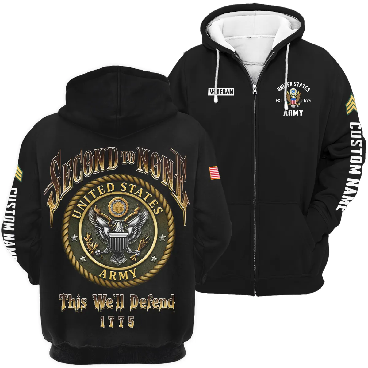 This We'll Defend 1775 Veteran U.S. Army Apparel All Over Prints BLVTR180724A4AM - Zip Hoodie