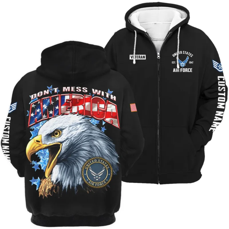 Dont Mess With America Veteran U.S. Air Force Apparel All Over Prints BLVTR240724A1AF - Zip Hoodie