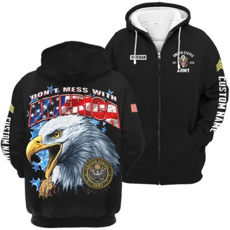 Dont Mess With America Veteran U.S. Army Apparel All Over Prints BLVTR240724A1AM - Zip Hoodie