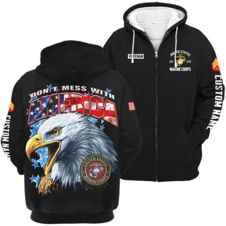 Dont Mess With America Veteran U.S. Marine Corps Apparel All Over Prints BLVTR240724A1MC - Zip Hoodie