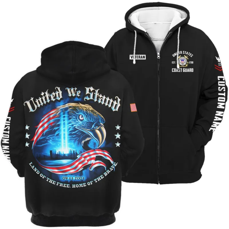 United We Stand 09-11-2001 Veteran U.S. Coast Guard Apparel All Over Prints BLVTR240724A2CG - Zip Hoodie