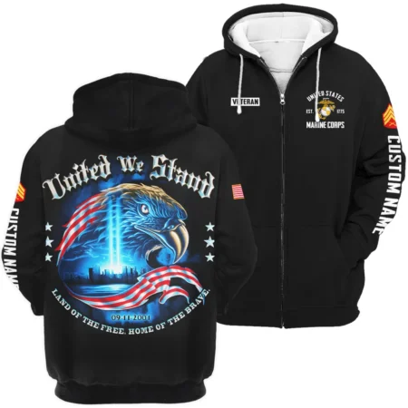 United We Stand 09-11-2001 Veteran U.S. Marine Corps Apparel All Over Prints BLVTR240724A2MC - Zip Hoodie