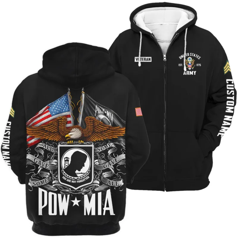 POW MIA All Gave Some Some Gave All Veteran U.S. Army Apparel All Over Prints BLVTR260724A1AM - Zip Hoodie