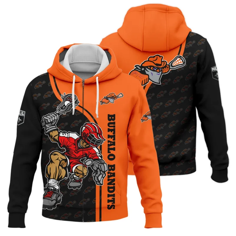 Color Lacrosse Player Background Zipper Hoodie Buffalo Bandits NLL All Over Prints HONLL290724A01BUFZHD