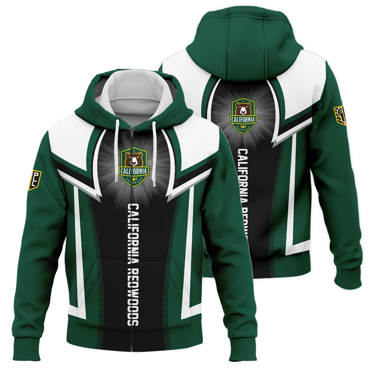 Background Color Mix Zipper Hoodie California Redwoods Premier Lacrosse League All Over Prints HOPLL220724A01CALZHD