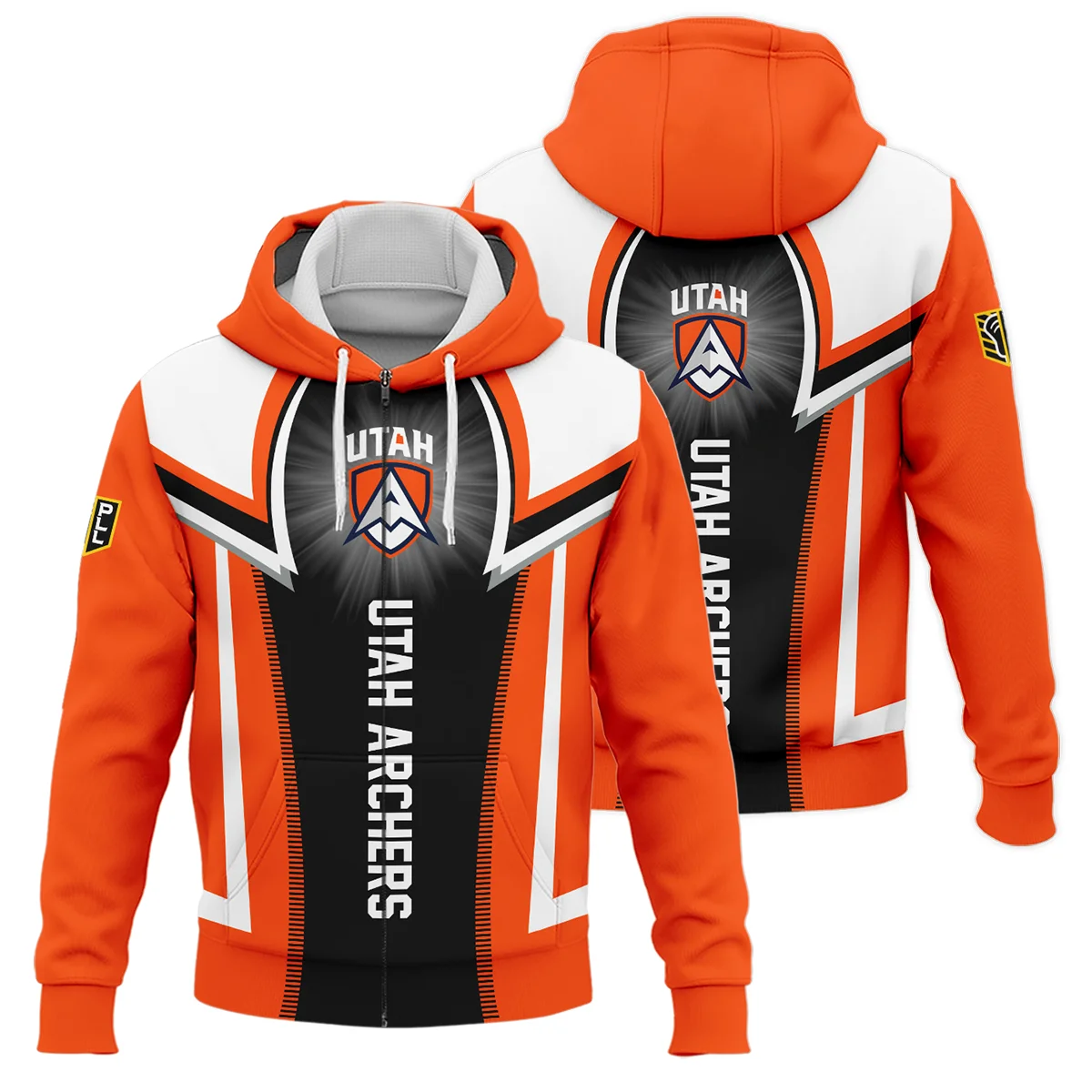 Background Color Mix Zipper Hoodie Utah Archers Premier Lacrosse League All Over Prints HOPLL220724A01UTAZHD